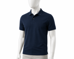 Men's <b>Navy</b> <b>Blue</b> Short Sleeve Polo <b>Shirt</b> 100% Cotton Regular Fit Solid Color Casual Knitted Pique Collar - Product Image 3