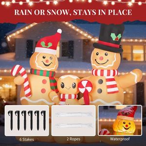 Decorazione Natalizia Gonfiabile Illuminata da 1,9 m, Divertente Famiglia di Omino di Pan di Zenzero, Decorazioni da Giardino per le Feste all'Aperto, Costruita per Essere Gonfiata - Product Image 6