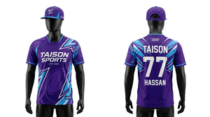 Maillot de golf pour hommes 150 GSM en polyester respirant, anti-humidité, avec panneaux géométriques bleus, sublimation, logo personnalisé, tenue d'équipe - Product Image 4