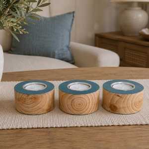 Curio Craft Handmade Square Wooden Tea Light <b>Holder</b> Natural Wood Candle Stand Home Decoration Christmas - Product Image 2