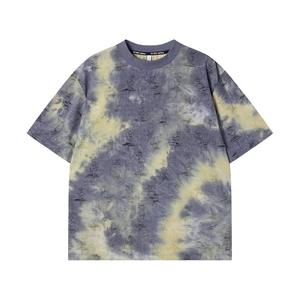 Vintage Acid Wash Cotton/<b>Bamboo</b> Fiber Oversize T-shirt Men's Casual Loose Boxy Fit Number Printed Logo <b>Paneled</b> Stitching Canvas - Product Image 2