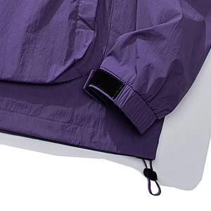 Veste de sport coupe-vent à capuche pour homme, demi-zip, manches longues, en mélange de nylon robuste, couleur violette, matière de qualité supérieure - Product Image 5