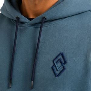 Sweat à capuche personnalisé pour homme, bleu marine, en molleton de coton épais, color block, brodé, style streetwear, fabrication sous marque privée - Product Image 3