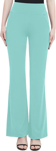 High Waist <b>Flared</b> Leg <b>Yoga</b> Pants Solid Color Spandex Nylon Breathable Elastic Waist With Pockets Full Length Women's Pants - Product Image 3