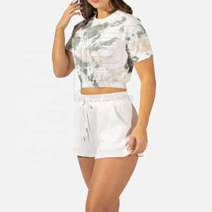 เสื้อครอปท็อปแฟชั่นใหม่ ไซส์ใหญ่สำหรับผู้หญิง เสื้อยืดลายมัดย้อมพิมพ์ลายสำหรับผู้หญิง - Product Image 3