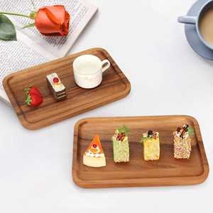 2 pièces Meilleures assiettes de service rectangulaires en bois Nouveau style chinois Peintes à la main Non toxiques Décoration d'intérieur pour sandwich Dessert Biscuit - Product Image 3