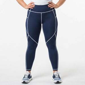 Women Plus Size High Waist Stretch Running <b>Tights</b> Breathable Yoga Leggings Contrast Seams Gym Workout Quick Dry Fitness Legging - Product Image 1