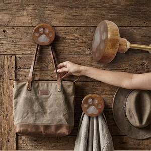 Boutons de meuble réglables en bois avec empreinte de patte et incrustation en résine, design moderne pour la maison, le bureau, les armoires et les meubles d'entrepôt - Product Image 5