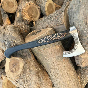 Viking <b>Axe</b> Scandinavian Style Industrial Grade High Quality <b>Wooden</b> Carbon Steel Blade Customizable Decorative Head Home Office - Product Image 3