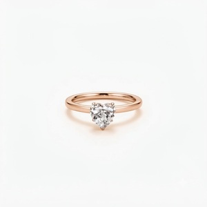 Anillo de Compromiso con Diamante Cultivado en Laboratorio, Corte Corazón, Color DEF, Claridad VS VVS, Certificado IGI, Oro Sólido de 9K, 10K, 14K, 18K, Halo Oculto - Product Image 2
