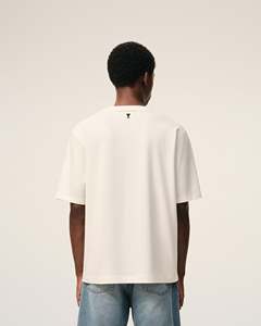 T-shirt en coton tricoté surdimensionné personnalisable avec logo rouge imprimé sur le devant, col rond, manches courtes, séchage rapide, décontracté pour homme - Product Image 2
