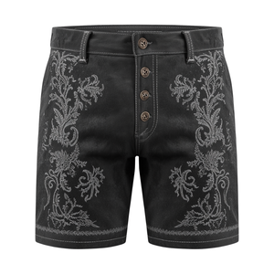 Pantalones Cortos Bávaros Gris Carbón para Hombre Sin Marca, Lujosos, Alpinos, Bordados, Tradicionales para el Oktoberfest - Product Image 4