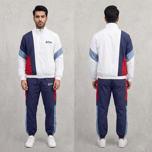 Custom Mens Color Block Tracksuit Set Full Zip Up Windbreaker <b>Jacket</b> Sweatpants Two Piece Athletic <b>Running</b> Suit Wholesale - Product Image 6