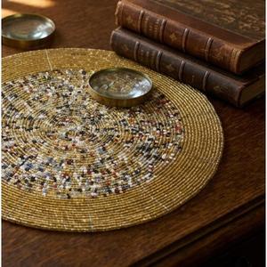 Rustic Round <b>Beaded</b> Placemat Handmade Dining Table Mat Decorative Table Setting Boho Kitchen Decor Stylish Home Accessory - Product Image 6