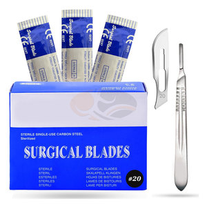Scalpel Blades for <b>Knife</b> Scalpel High Carbon Steel Dermablade Blades Wrapped Sterile Surgical Blades Handle <b>Sharp</b> Disposable - Product Image 1