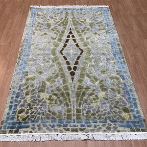Modern Abstract Area Rug Blue Olive Green Contemporary Luxury Carpet for Living Room Bedroom TRO-0153 Wool Rug Hand Knotted - Product Image 4