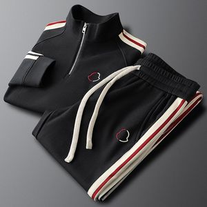Unisex Blue Sporty Tracksuit Full <b>Zip</b> <b>Hooded</b> Jacket Pants Set Quick Dry Nylon/Cotton Eco-Friendly Fleece Elastic Waist Winter - Product Image 4