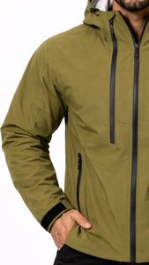 Vestes de randonnée imperméables unisexes grande taille avec logo personnalisé, coupe-vent à capuche zippée et col montant, teintes pour l'extérieur – Collection Automne - Product Image 3