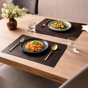 Set de table rectangulaire moderne en cuir marron antidérapant pour salle à manger – Sur mesure - Product Image 2
