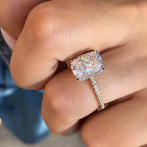 Bague de fiançailles ovale en or 14K/18K avec diamant de laboratoire, pavé de diamants, bague solitaire, bijoux personnalisés en gros - Product Image 1