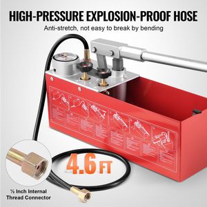 Kit Tester Pressione Acqua Manuale per Pompe Idrauliche, Serbatoio Acqua 2.8 Galloni, Max 25 Bar/362 PSI, Manometro a Doppia Valvola - Product Image 6