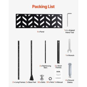 Divisorio per Esterni in Metallo da 119 cm L x 183 cm A, a 5 Pannelli, Autoportante, con Elementi Decorativi per Giardino - Product Image 6