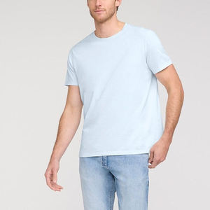 Camiseta de Cuello Redondo de Algodón Transpirable Lavado con Logotipo Personalizado para Hombre, Camiseta Informal Ligera de Manga Corta y Corte Ajustado para Verano - Product Image 5