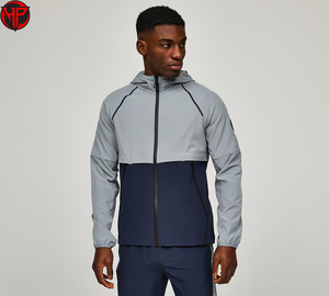Conjunto Deportivo para Hombre, Chaqueta Impermeable con Capucha y Estampado de Bloques de Color, Pantalones Deportivos de Secado Rápido para Correr - Product Image 4
