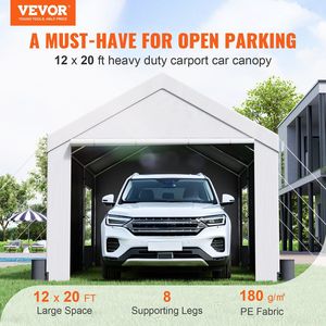 Cochera Portátil Extra Grande de 12 x 20 pies, Resistente, Prefabricada, con Ventanas Enrollables Ventiladas y Paredes Laterales Removibles - Product Image 2