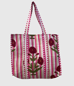 Sac fourre-tout en coton brodé floral, style bohème, ouvert en dessus, sac de shopping pour femmes, utilisable toute l'année - Product Image 1