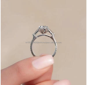 Anillo de Compromiso/Boda Vintage de Diamante Cultivado en Laboratorio IGI, Oro Amarillo de 14k, Unisex, Oro Blanco Fino, Ideal para Aniversarios y Fiestas - Product Image 3
