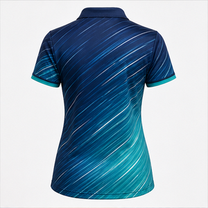 Polo de Manga Corta con Ondas Diagonales Azul Oscuro para Mujer, con Logotipo Personalizado, Secado Rápido, Sublimación, Ropa Deportiva de Golf - Product Image 2