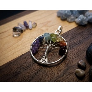 Colgante del Árbol de la Vida de 7 Chakras, Hecho a Mano, con Cristal de Amatista Natural, Diseño Circular, Joyería de Piedras Preciosas, Venta al Por Mayor desde India - Product Image 2