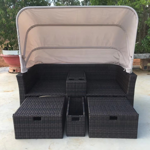 DS00024 Tumbona moderna cuadrada de ratán y acero para exteriores, no plegable, con cojín de poliéster, directamente de fábrica en Vietnam - Product Image 1