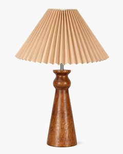 Lámpara de Mesa Artesanal de Madera con Eje y Pantalla de Tela Plegada, Diseño Moderno para el Hogar, Sala de Estar y Uso en Hoteles - Product Image 2