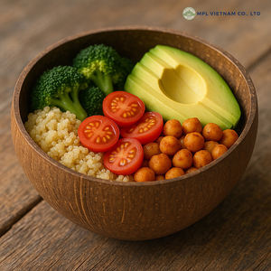 Ensaladera de cáscara de coco ecológica diseño Vintage personalizado para boda Camping fiesta vajilla exterior áspero tamaño personalizado - Product Image 4