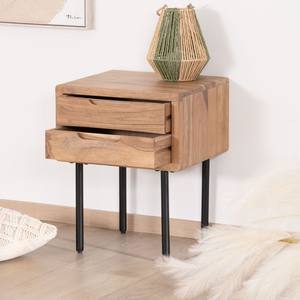 Mesita de noche Vandana Crystal Spirit en acacia natural y metal Alto con 2 cajones - Product Image 2