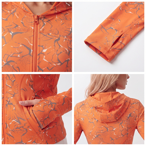 <b>Ladies</b> Yoga Fitness Wear Hooded <b>Jackets</b> Custom Printed Zipper Hood Top Women's 220 gsm Polyester Breathable Zipper Hoodie - Product Image 6