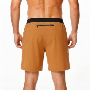 Wholesale Mens <b>Athletic</b> Shorts Custom Breathable Quick Dry Fitness Running Training Shorts Zip Side Pockets 100% Cotton Elastic - Product Image 2