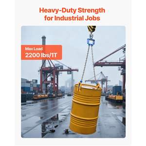Lève-bidon à chaîne G80, capacité de 2200 lb, crochet de sécurité pour fûts en acier au carbone, fûts en plastique, fûts en métal, équipement de manutention compatible - Product Image 3