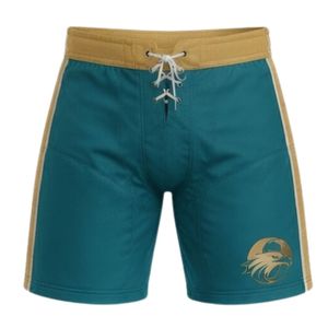 Ensemble short et maillot de hockey sur glace sublimé pour homme, col en V, rayé, vert sarcelle et or, en polyester, uniforme sportif athlétique pour équipe, entraînement - Product Image 4