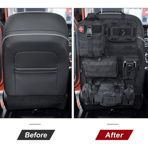 Organisateur de siège de voiture tactique en nylon Molle noir, 5 poches, sac de rangement extérieur, protection du dossier, convient à tous les véhicules - Product Image 2