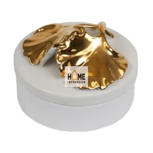 Bol en métal de concepteur de feuille de palmier Bols décoratifs en métal antique de concepteur - Product Image 1