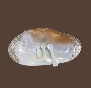 Cuillère artisanale en nacre blanche, cuillère à caviar classique avec plateau en coquillage, collection de vaisselle unique - Product Image 2