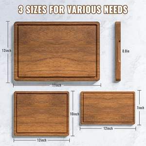 Set of 3 Acacia Wood Cutting Boards for Kitchen Large Juice Groove <b>Chopping</b> <b>Block</b> Charcuterie Board KSN Model KSN-251225-01 - Product Image 2
