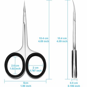 <b>Cuticle</b> Scissor Stainless Steel with Curved Tip, Non-Slip Silicone Finger Holes, Extra Sharp and Thin Blade, Sharp - Product Image 2