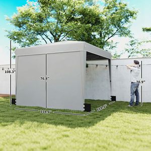 Light Gray 10 X 10 ft Pop up <b>Canopy</b> <b>Tent</b> with Sidewalls UPF50+ Outdoor Portable Instant Shelter Includes Carry Bag - Product Image 3