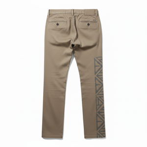 Pantalones Casuales Color Caqui para Hombre PRO ENTERPRISES, con Franja Lateral Estampada, Tela Ligera de Lana, Cintura Elástica, Corte Recto, para Otoño - Product Image 1