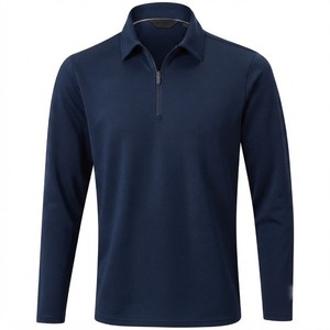 Polo de Punto de Manga Larga para Hombre, Color Sólido, Cierre de Cremallera de un Cuarto, Estilo Casual, Corte Regular, Transpirable, Personalizable - Product Image 6