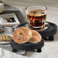 Ensemble de 3 plateaux de présentation ronds en bois de style ferme pour pot de fleurs, bougie, décoration de comptoir de cuisine, vente en gros